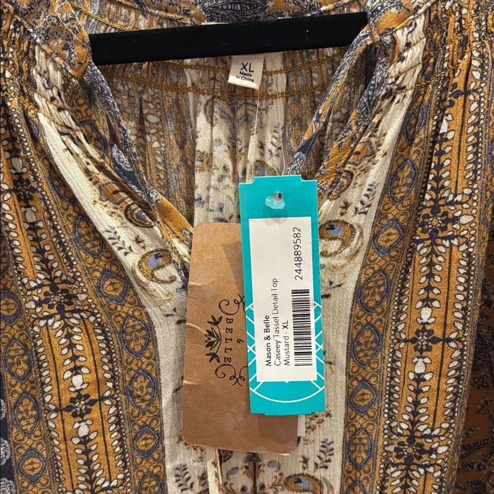 NWT Paisley Blouse - Mustard and Navy - Picture 3 of 9